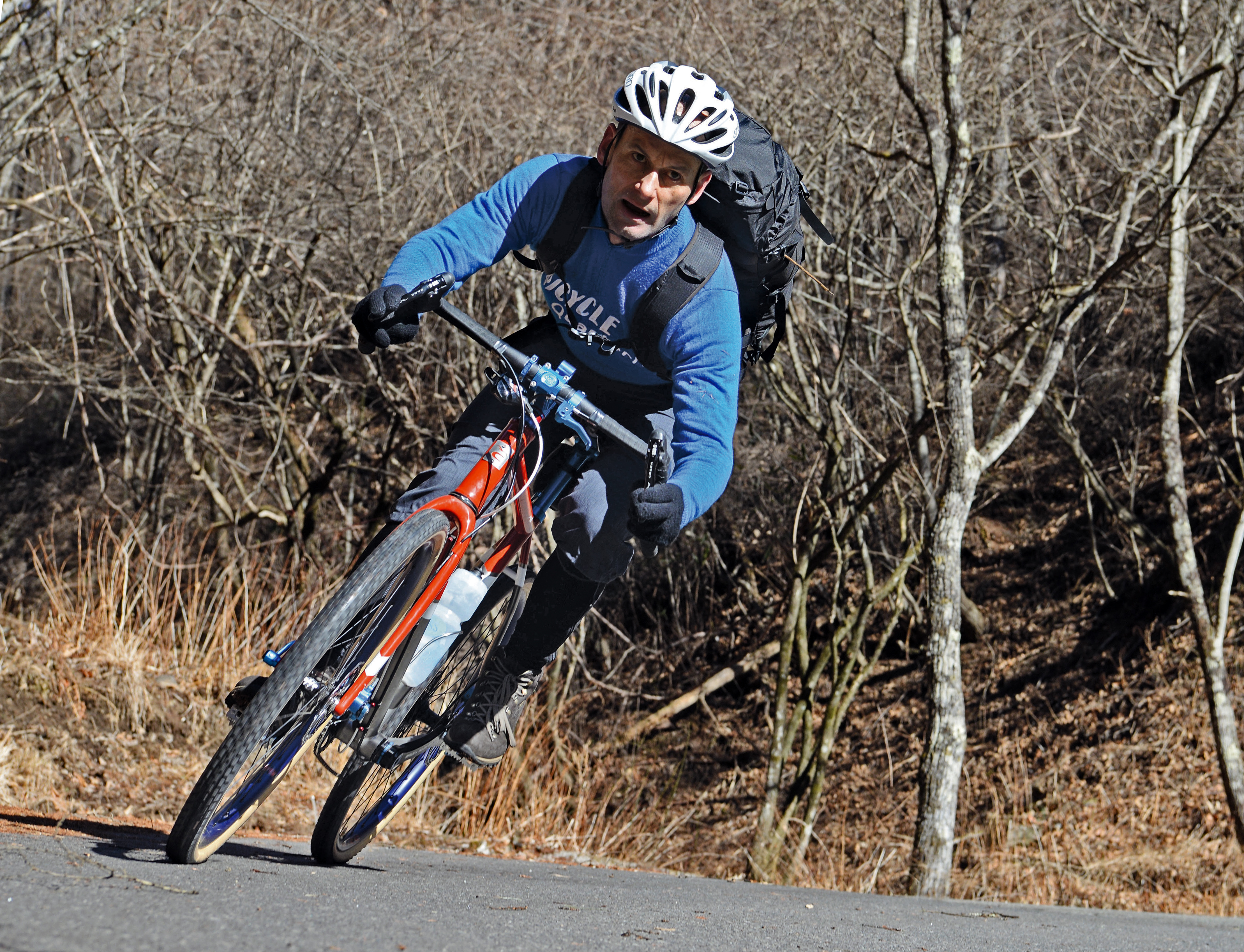 Riding mountain bike on sales pavement